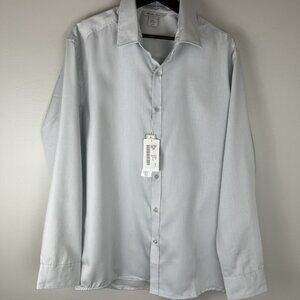 North End Sport mens Large Dress Shirt silver 88673 cotton long‎ sleeve
